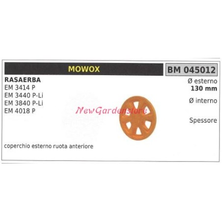 Coperchio ruota anteriore MOWOX rasaerba tosaerba tagliaerba EM 3414 P 045012 | NewgardenParts.com