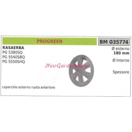 Coperchio ruota anteriore PROGREEN rasaerba tosaerba tagliaerba PG 5380SQ 035774 | NewgardenParts.com