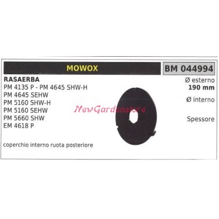 Coperchio ruota posteriore MOWOX rasaerba tosaerba tagliaerba PM 4135P 044994 | NewgardenParts.com