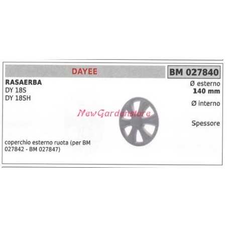 Cubierta rueda cortacésped DAYEE DY 18S 18SH 027840 | NewgardenParts.com