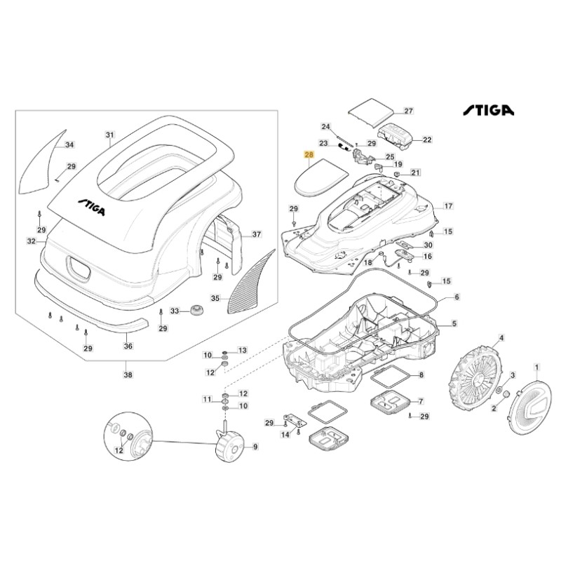 Copertura - A10000 ORIGNALE STIGA a10000 rtk robot rasaerba 381110017/0