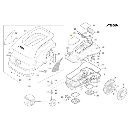 Copertura - A10000 ORIGNALE STIGA a10000 rtk robot rasaerba 381110017/0 | NewgardenParts.com