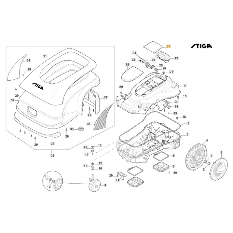 Copertura display - ePower ORIGINALE STIGA a3000 rtk robot rasaerba 381119742/0