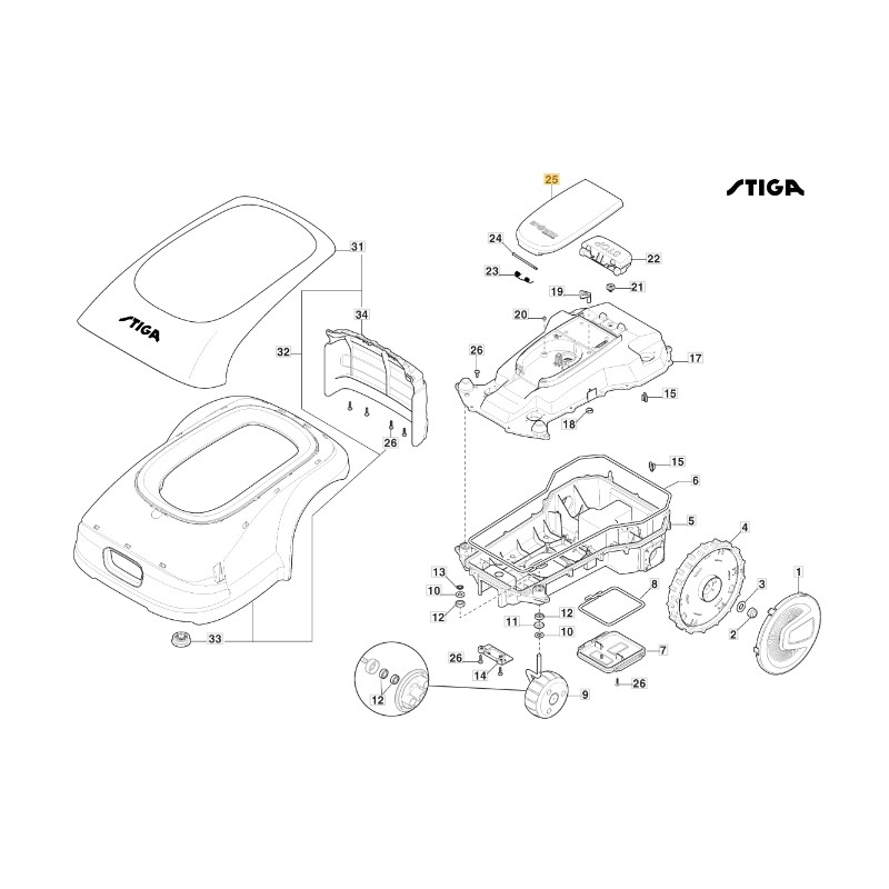 Copertura display - G 300 ORIGINALE STIGA robot rasaerba tagliaerba 381119738/0