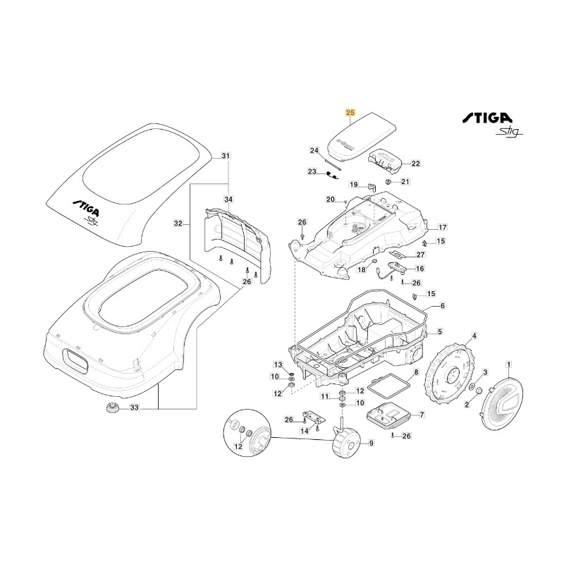 Copertura display ORIGINALE STIGA robot rasaerba tagliaerba Stig 300 381119708/0