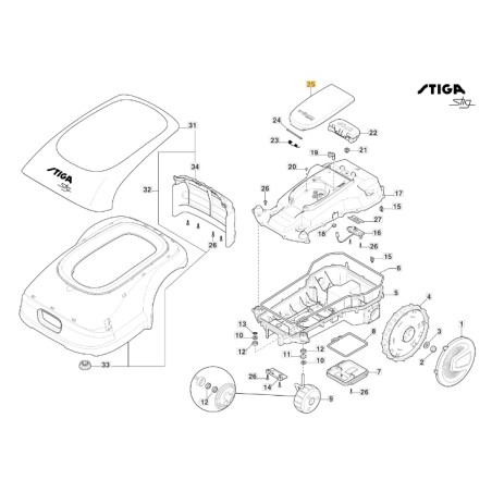 Copertura display ORIGINALE STIGA robot rasaerba tagliaerba Stig 300 381119708/0 | NewgardenParts.com