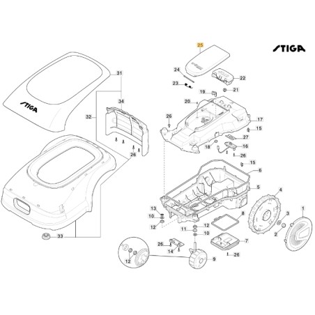 Copertura display robot tagliaerba modelli G1200 ORIGINALE STIGA 381119740/0 | NewgardenParts.com