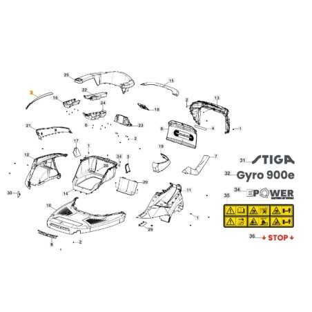 Right side cover for tractor models GYRO900e ORIGINAL STIGA 337110418/0 | NewgardenParts.com