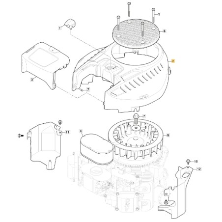 Copertura motore ORIGINALE STIGA motore TRE 635V trattorino 118551637/0 | NewgardenParts.com