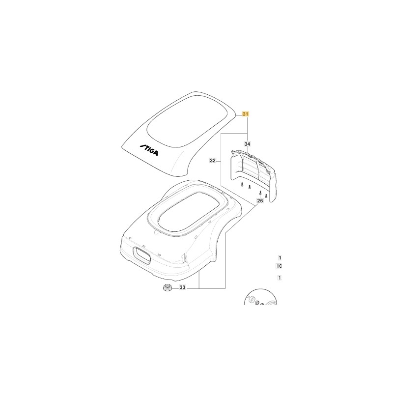 Copertura superiore ORIGINALE STIGA robot tagliaerba rasaerba a1500 381110000/0