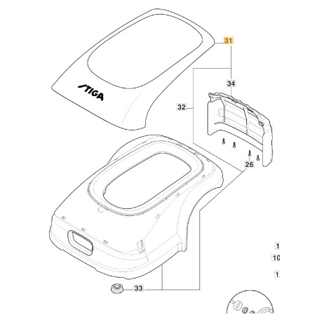 Copertura superiore ORIGINALE STIGA robot tagliaerba rasaerba a1500 381110000/0 | NewgardenParts.com