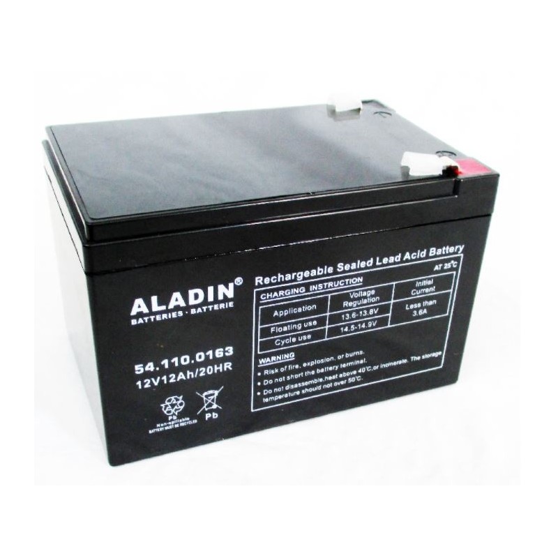 ALADIN 12V 12Ah polo positivo izquierdo batería hermética de gel para tractor de césped