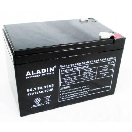 Batteria ermetica al gel ALADIN 12V 12Ah polo positivo sinistro per trattorino | NewgardenParts.com