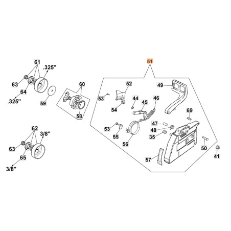 Copricatena motosega modelli GS630 ORIGINALE OLEOMAC 50022018R | NewgardenParts.com