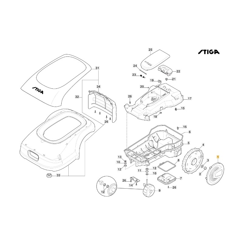 Coprimozzo ORIGINALE STIGA robot rasaerba tagliaerba g300 - stig300 322110853/0