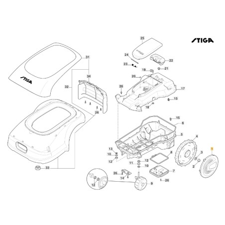 Coprimozzo ORIGINALE STIGA robot rasaerba tagliaerba g300 - stig300 322110853/0 | NewgardenParts.com