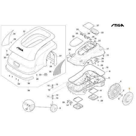ORIGINAL STIGA a3000 rtk robot cortacésped cubierta de la rueda 240 mm 322110852/0 | NewgardenParts.com