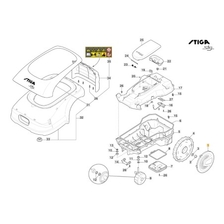 Copriruota ORIGINALE STIGA per robot tagliaerba Stig 600 - Stig 1200 322110855/0 | NewgardenParts.com