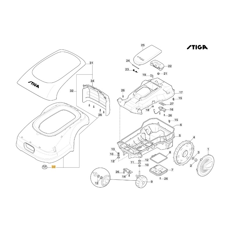 Cuffia in gomma robot rasaerba modelli A1000 ORIGINALE STIGA 322122001/1