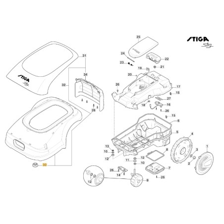 Cuffia in gomma robot tagliaerba modelli STIG1200 ORIGINALE STIGA 322122001/0 | NewgardenParts.com