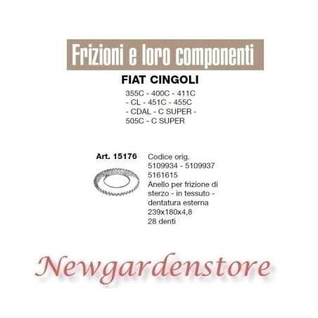 Anello frizione sterzo 15176 28 denti trattore FIAT CINGOLI 355C 400 411 451 455 | NewgardenParts.com