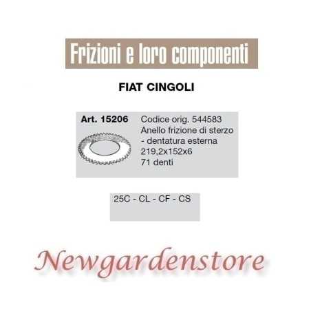 Steering clutch ring 15206 71 teeth FIAT CINGOLI 25C CL CF CS tractor | NewgardenParts.com