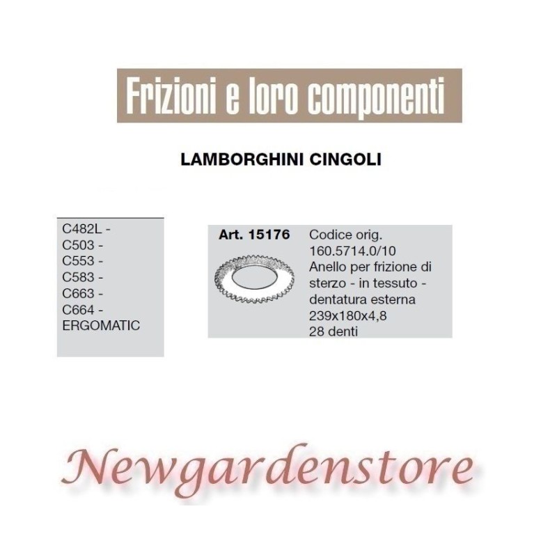 Anello frizione sterzo trattore C482 503 553 663 Ergomatic 15176 LAMBORGHINI