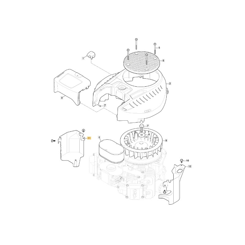 Deflettore aria sinstro ORIGINALE STIGA motore TRE 635V trattorino 118551569/0