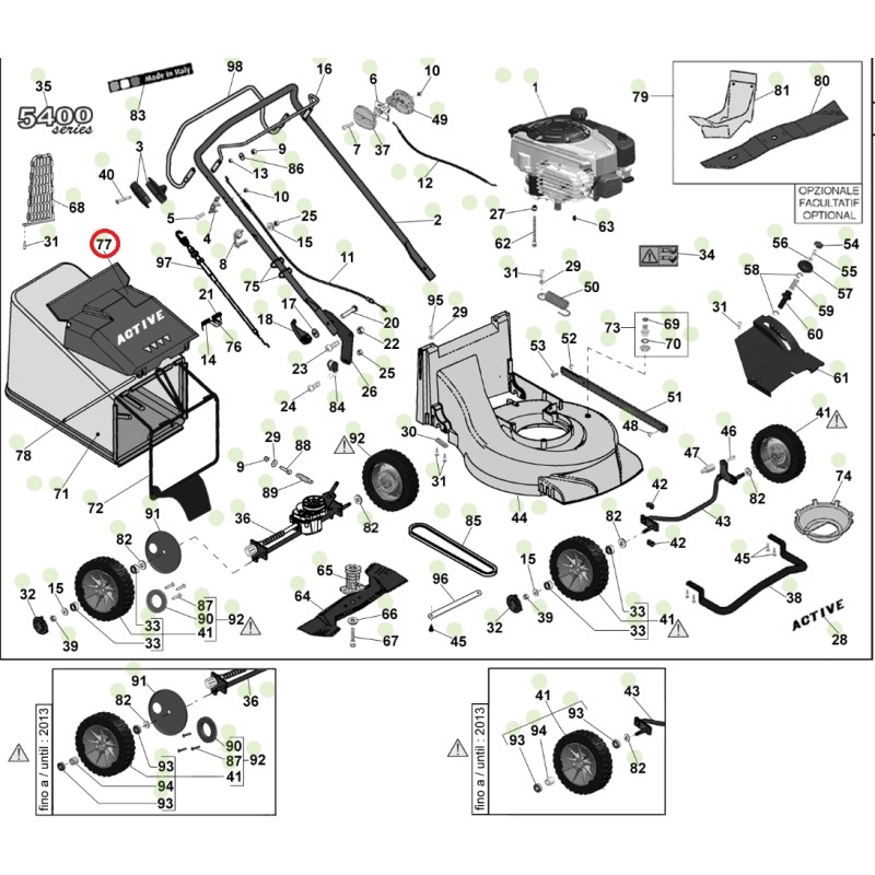 Deflettore parasassi ORIGINALE ACTIVE rasaerba tagliaerba modelli 5400 sb 050396