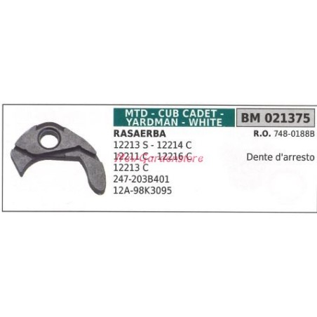 Dente arresto trazione semovenza MTD rasaerba tosaerba tagliaerba 12213S 021375 | NewgardenParts.com