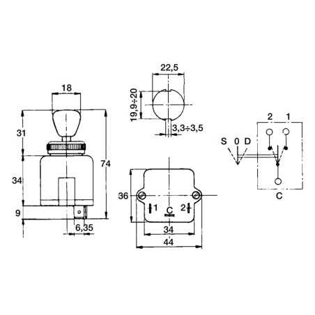 Diverter switch for direction indicator without short lever control for FIAT tractor