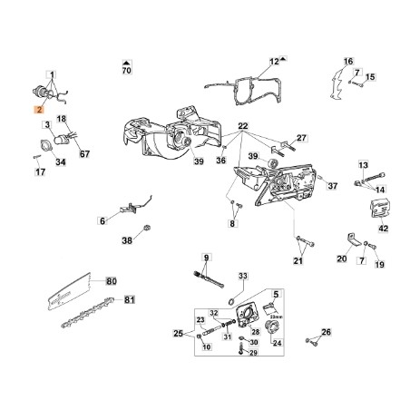 Anello motosega modelli 947 GS630 ORIGINALE OLEOMAC 099900090R 099900090 | NewgardenParts.com