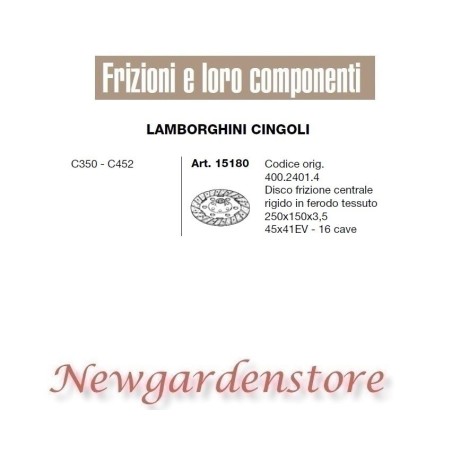 Disco centrale 16 cave trattore C350 C452 15180 LAMBORGHINI CINGOLI 45x41EV | NewgardenParts.com