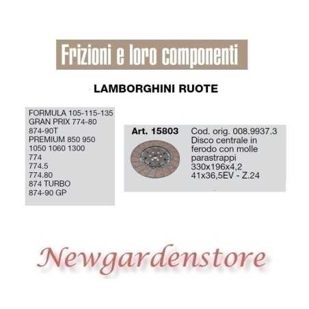 Zentralscheibe 41x36,5 15803 LAMBORGHINI Formula Premium Turbo Gp Z24 Traktor | NewgardenParts.com