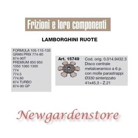 Zentralscheibe 41x45.3 15749 Traktor LAMBORGHINI Formula Premium Turbo Gp Z21 | NewgardenParts.com