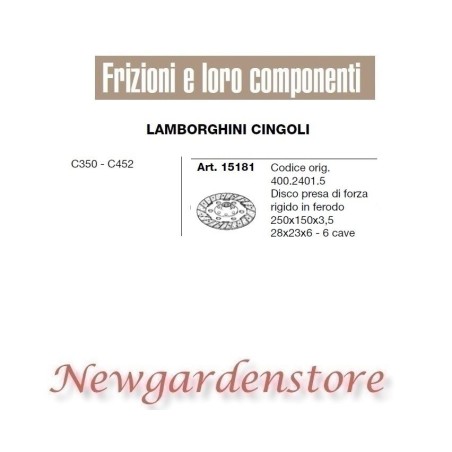 Disco centrale 6 cave trattore C350 C452 15181 LAMBORGHINI CINGOLI 28x23x6 | NewgardenParts.com