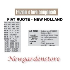 Central clutch disc 15505 440 450 566 680 82.93 15528 FIAT NEW HOLLAND LUK