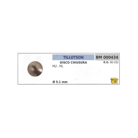 Disco chiusura TILLOTSON motosega HU - HL Ø esterno 5,1 mm 80-332 | NewgardenParts.com