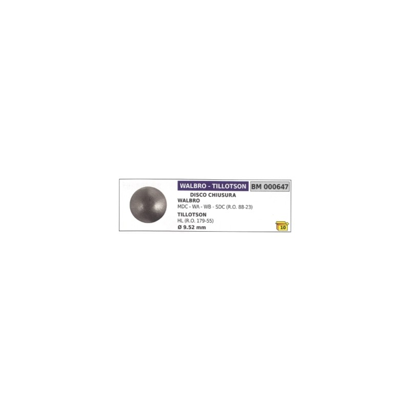 Disco de bloqueo WALBRO-TILLOTSON motosierra MDC - WA - WB - HL Ø 9,52 mm 000647