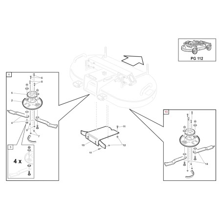 Disco DX mulching premontato trattorino ORIGINALE GIANNI FERRARI BFB 95059300000 | NewgardenParts.com