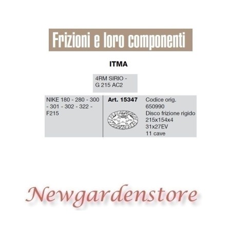 Disco frizione 15347 trattore ITMA nike 180 280 300 301 302 322 F215 11cave | NewgardenParts.com