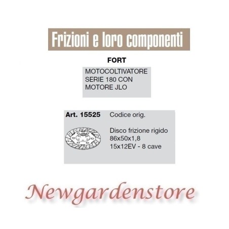 Disco frizione 15525 motocoltivatore serie 180 motore JLO FORT compatibile 8cave | NewgardenParts.com