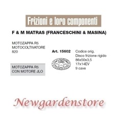 Disco frizione 15602 motozappa R5 JLO motocoltivatore 820 F&M MATRAS 9 cave | NewgardenParts.com