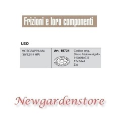 Disco frizione 15731 motozappa M4 10 12 14HP compatibile LEO 17x14x4 140x96x7,5 | NewgardenParts.com