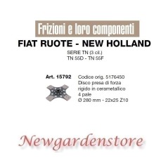 Disco frizione 4 pale trattore serie TN 55 D F FIAT NEW HOLLAND 15792 22x25 Z10 | NewgardenParts.com