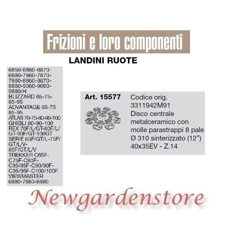 Disco frizione 40x35 15577 LANDINI RUOTE ADVANTAGE BLIZZARD TREKKER VIEWMASTER