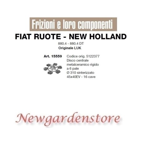 Disco frizione 6pale trattore 880.4 880.4DT LUK 15559 FIAT NEW HOLLAND 5122377 | NewgardenParts.com