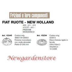 Disco frizione compatibile trattore 400 411 415 FIAT RUOTE NEW HOLLAND 15345 | NewgardenParts.com