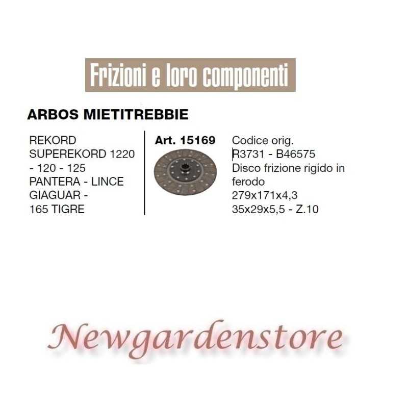 Disque d'embrayage Ferodo 15169 ARBOS MIETITREBBIE REKORD PANTERA GIAGUAR R3731
