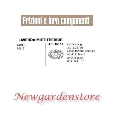 Disco frizione ferodo 35x30x4 15117 compatibile LAVERDA MIETITREBBIE M100 M112 | NewgardenParts.com